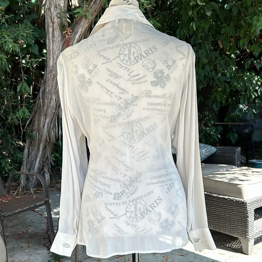 NWOT Vintage never worn Soutache blouse in light grey size 1 (small) - Picture 5 of 6